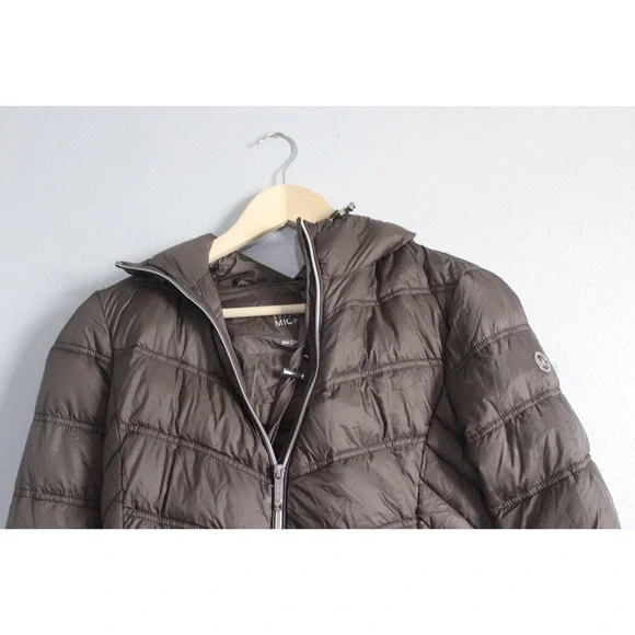 NWT MICHAEL Michael Kors Brown Puffer Jacket - Picture 4 of 9